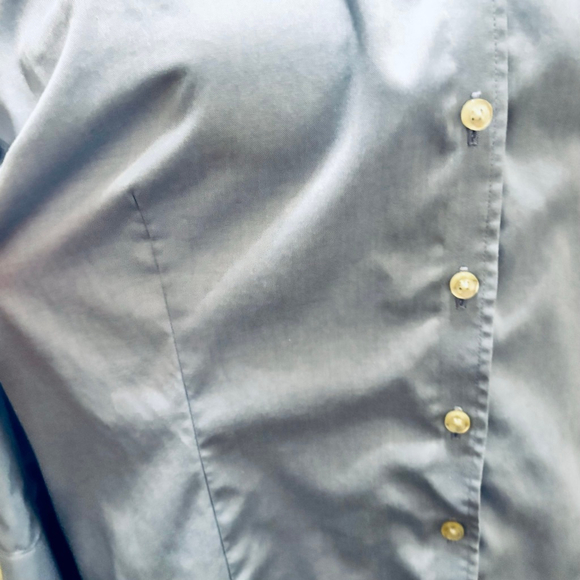 Women's Lands' End Blue No Iron Pinpoint Oxford Button Down Shirt - Picture 3 of 7